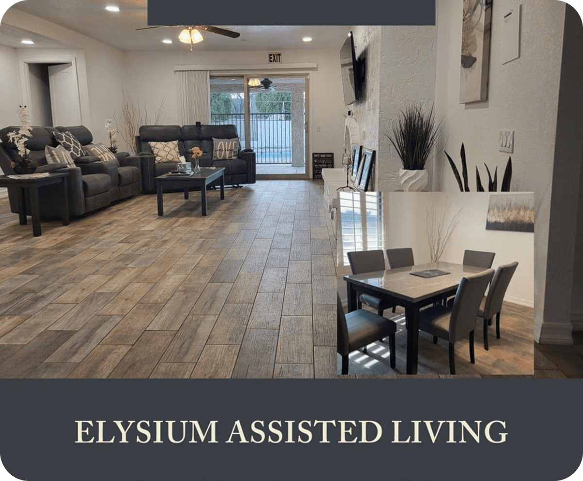 Modern living room with dining area