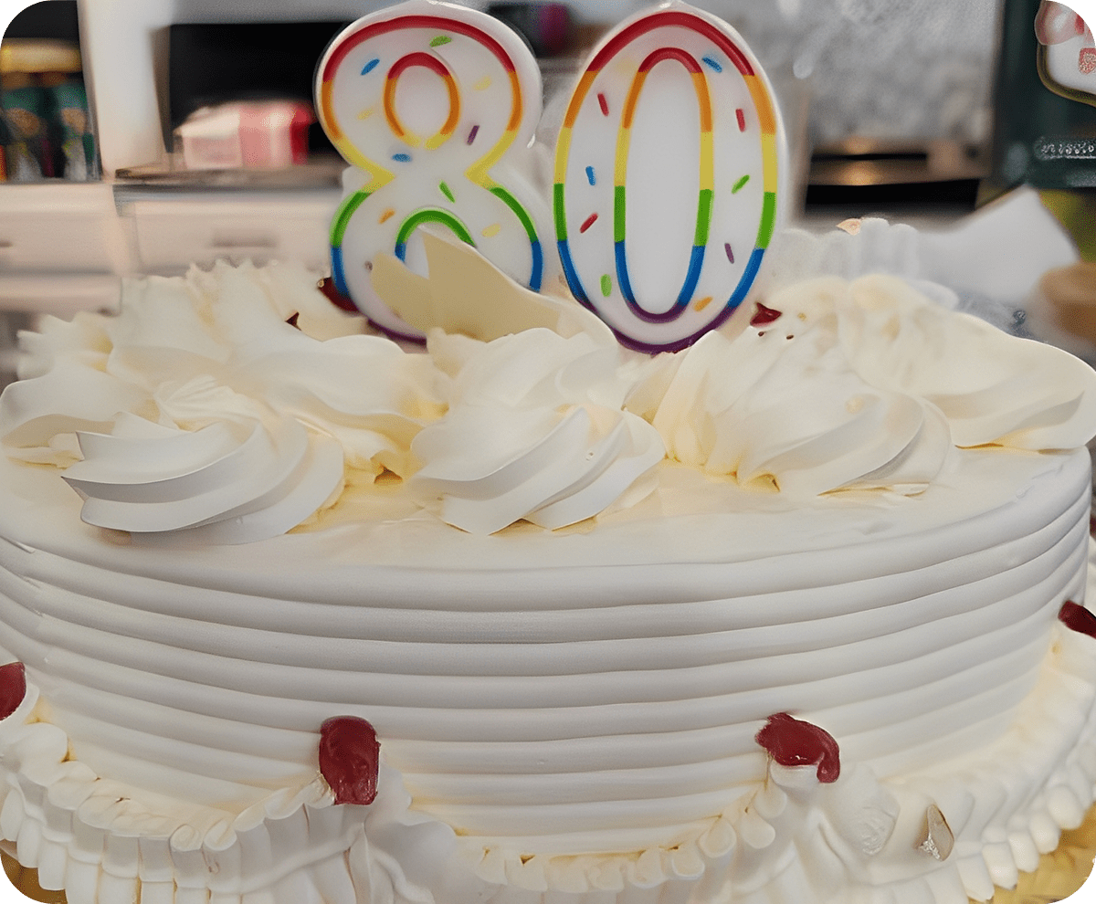 Celebration cake with colorful number candles